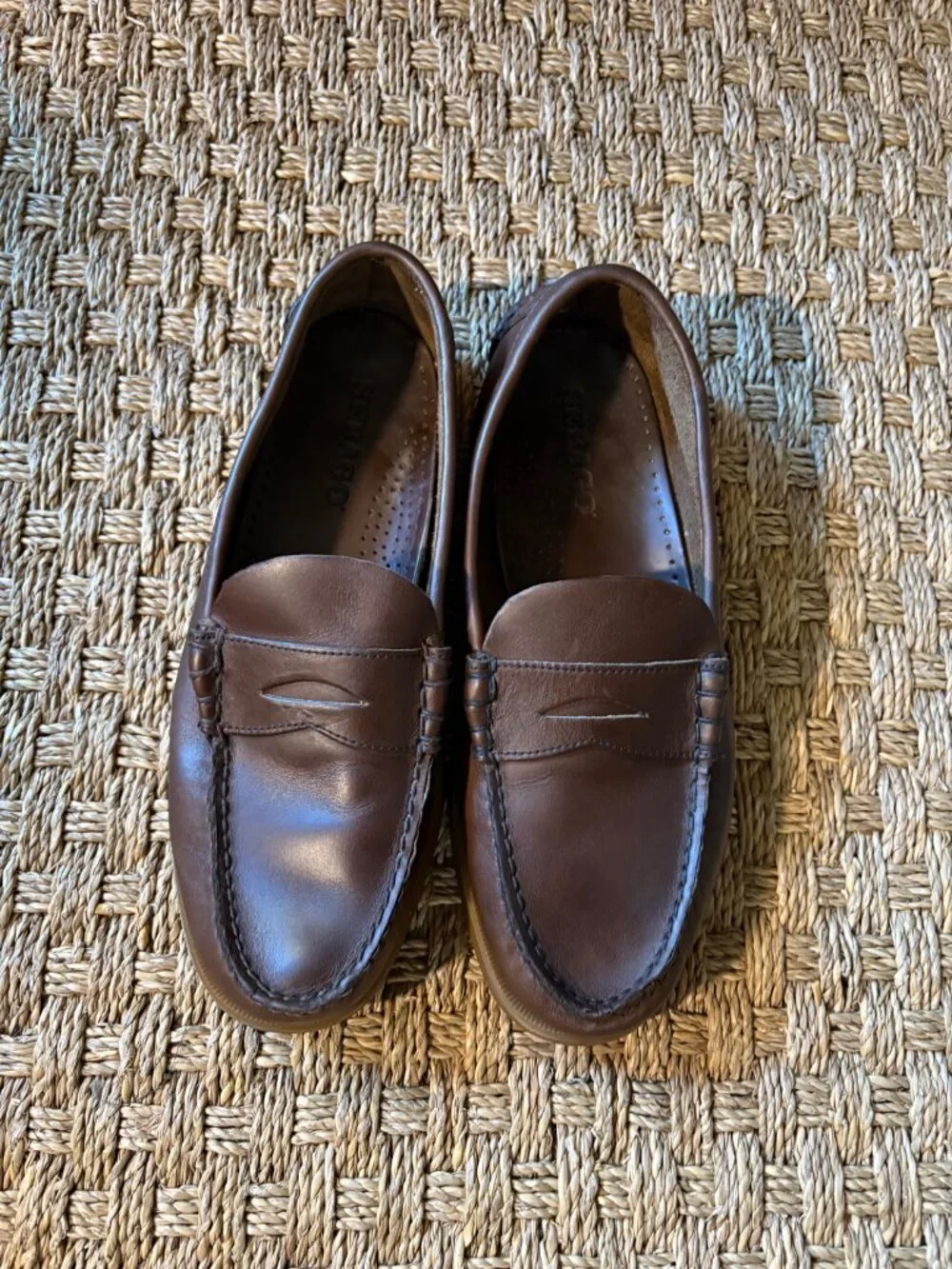 Sebago Dolphin penny mocassins in Waxed Brown Gum leather